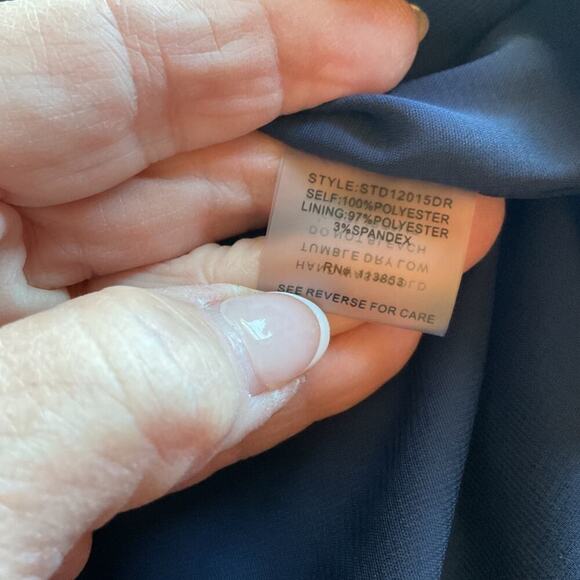 Sugar Lips Navy Swiss Dot Long Sleeve Ruffle Panels V Neck Dress L - Picture 5 of 7